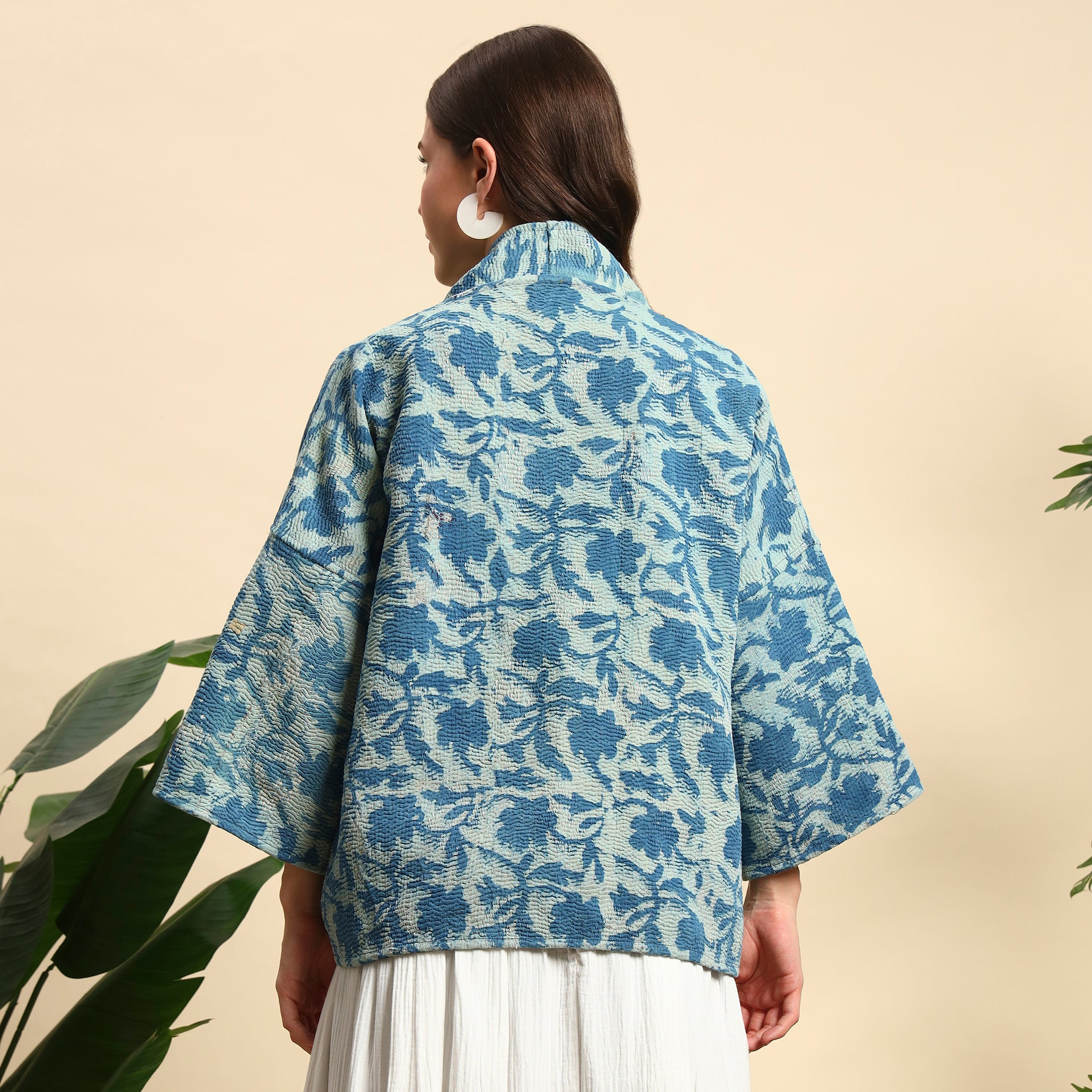NEELI Hand Block Printed Vintage Indigo Kantha Jacket