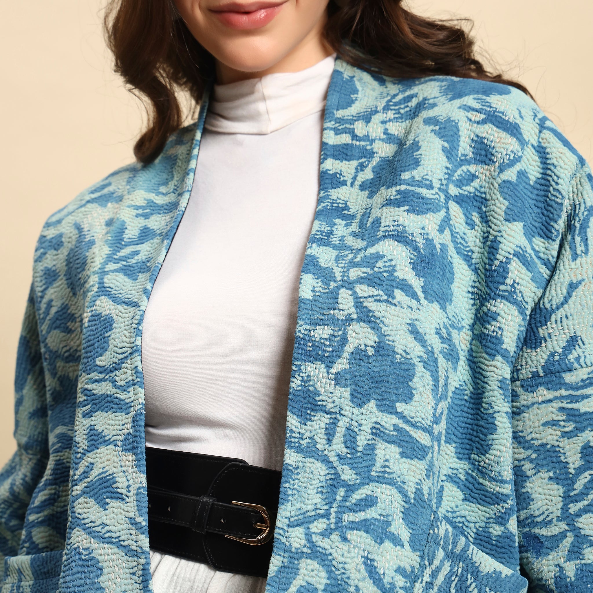 NEELI Hand Block Printed Vintage Indigo Kantha Jacket