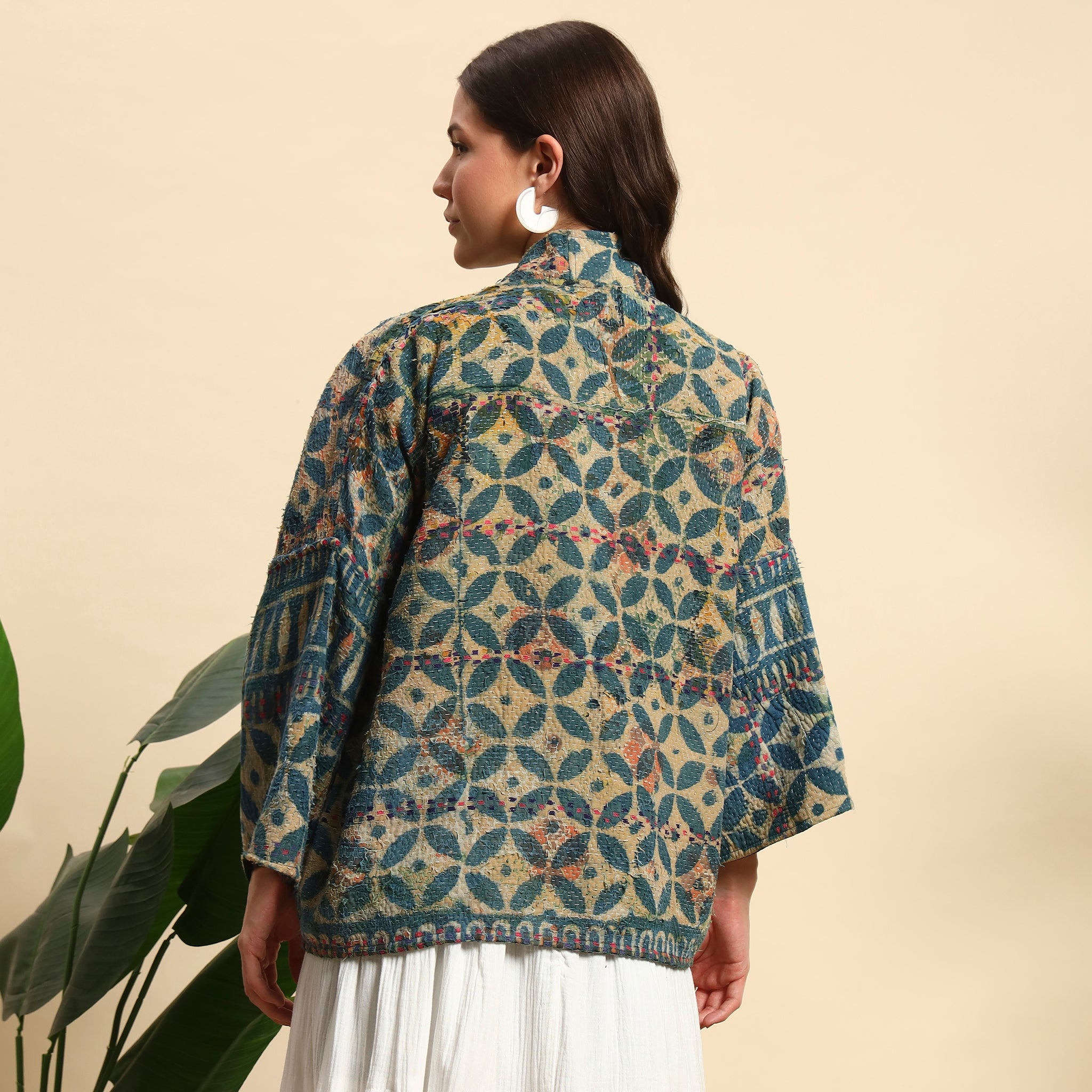 KANTI Hand Block Printed Vintage Indigo Kantha Jacket