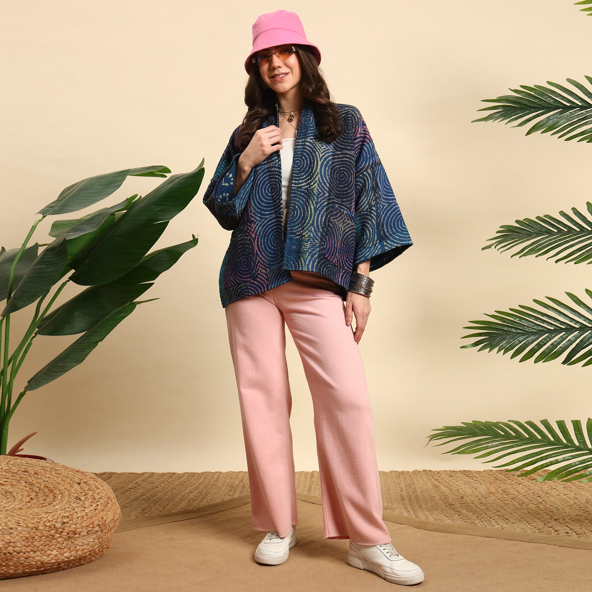 GOLA Hand Block Printed Vintage Indigo Kantha Jacket