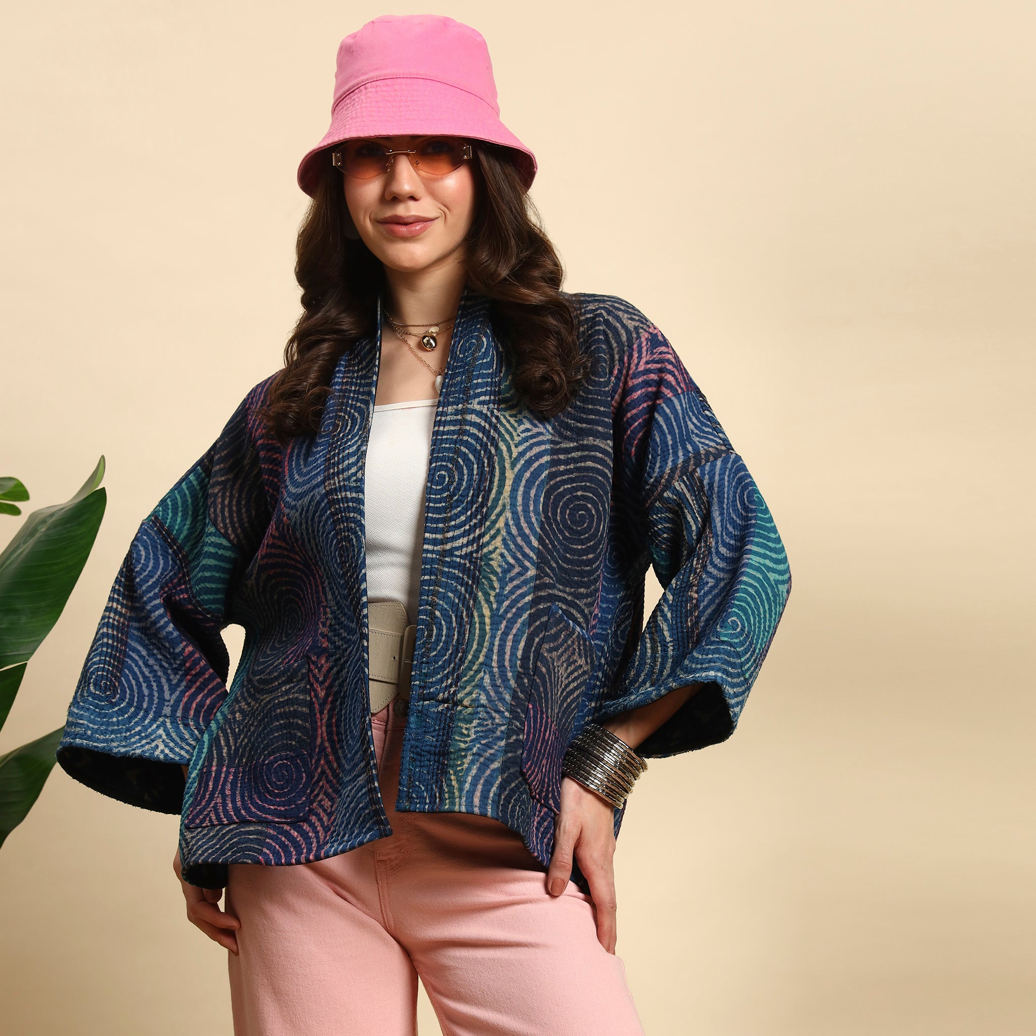 GOLA Hand Block Printed Vintage Indigo Kantha Jacket