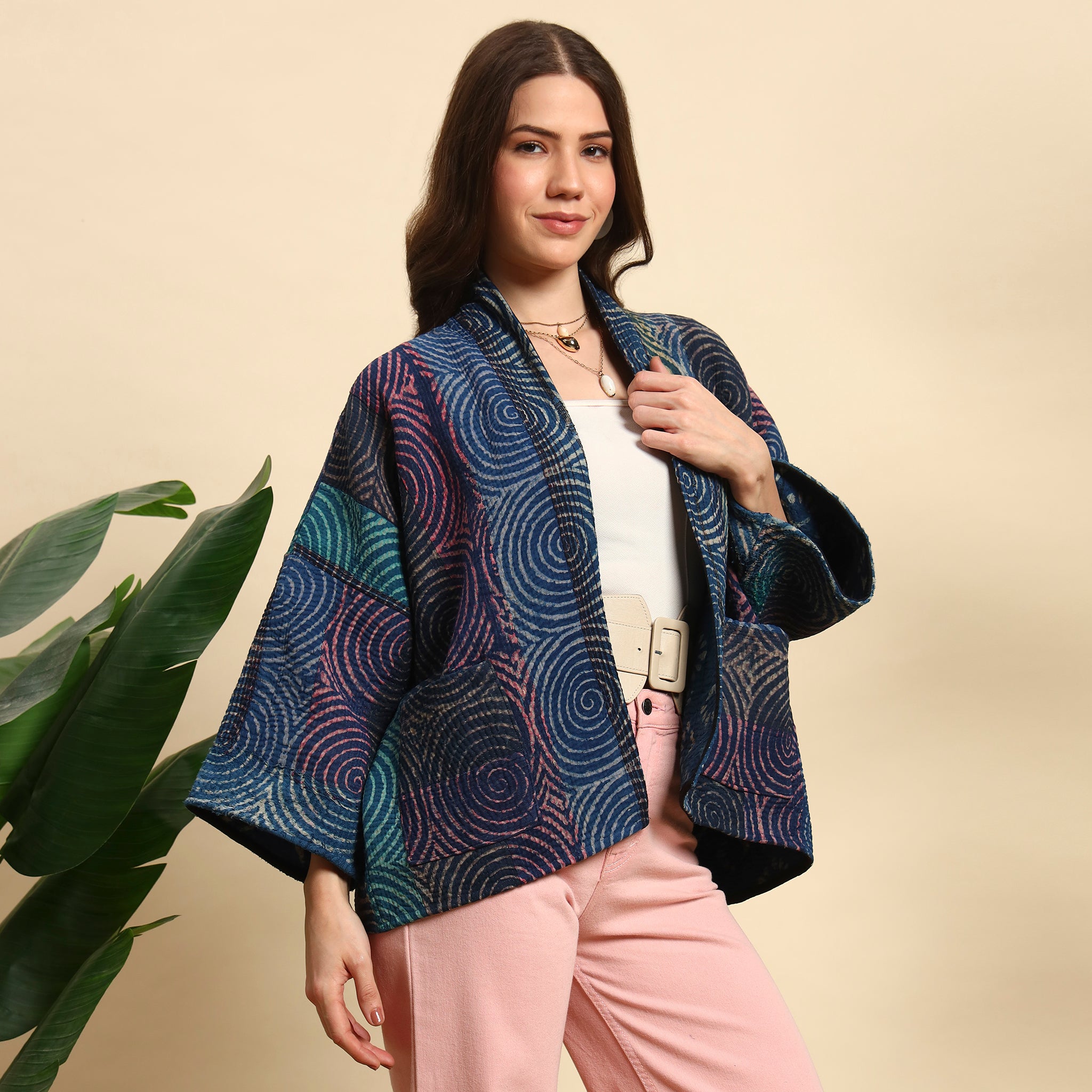 GOLA Hand Block Printed Vintage Indigo Kantha Jacket