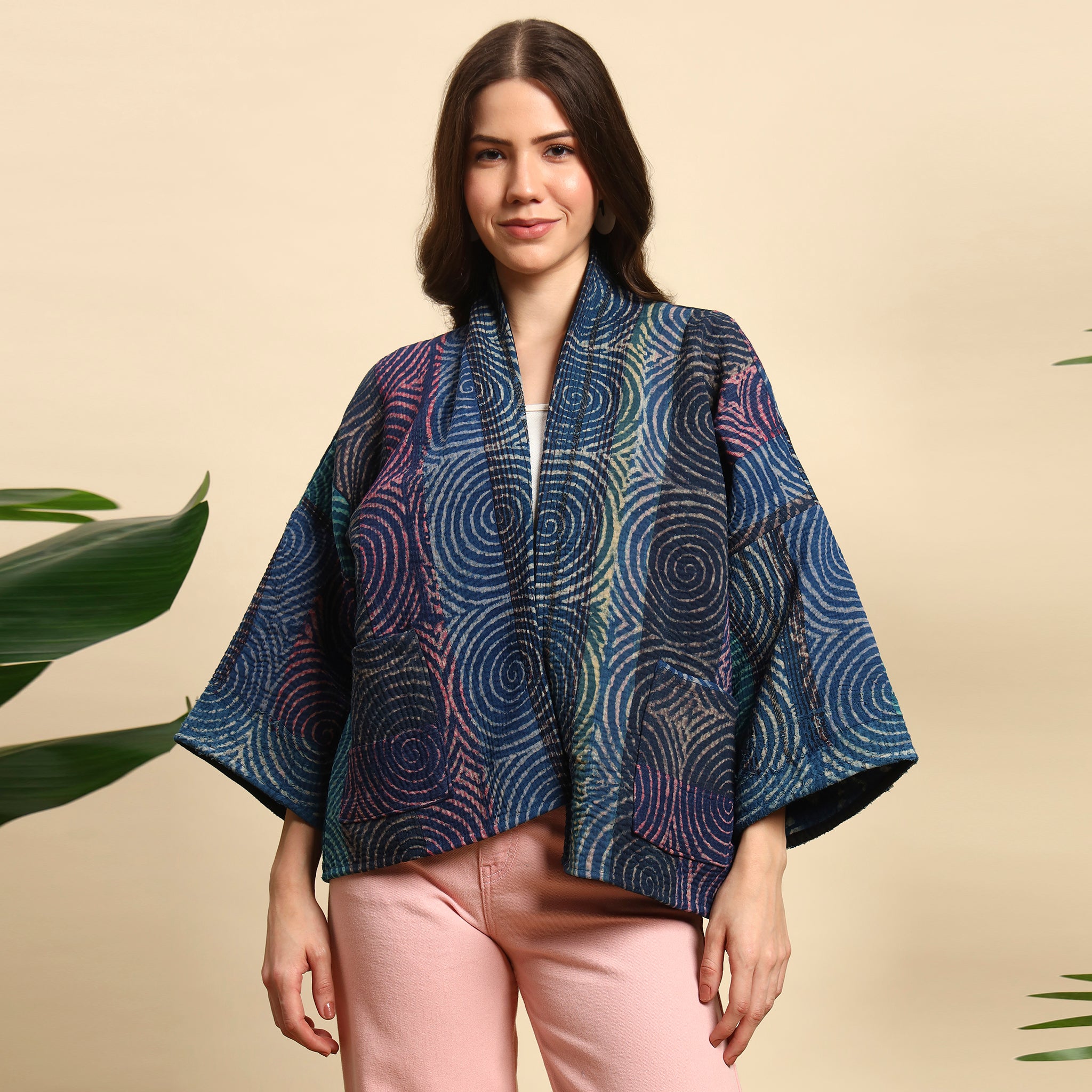 GOLA Hand Block Printed Vintage Indigo Kantha Jacket