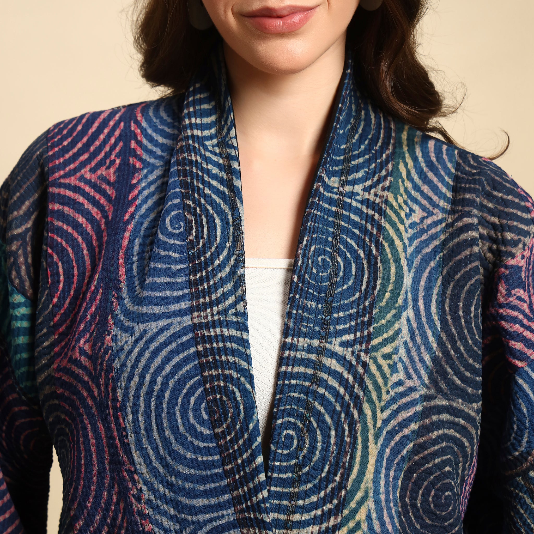 GOLA Hand Block Printed Vintage Indigo Kantha Jacket