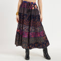 Purple Handmade Sari Silk Tiered Patchwork Skirt