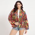 Red Frida Kahlo Cotton Kantha Jacket