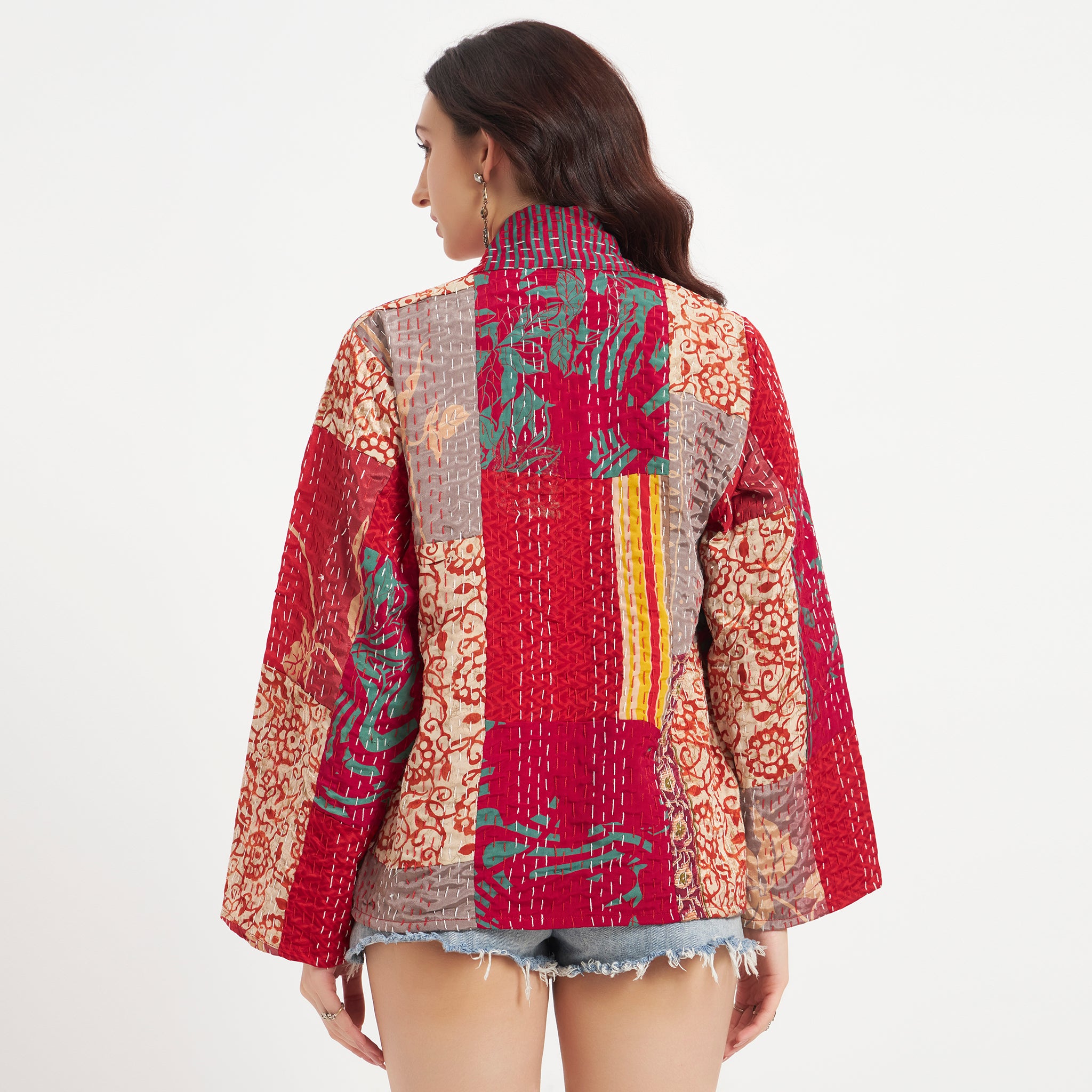 Handmade Vintage Silk Patchwork Kantha Jacket