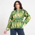 Green Cotton Printed Kantha Jacket